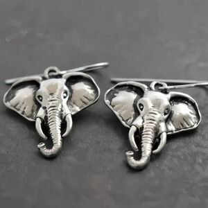 Silvertone Elephant Earrings